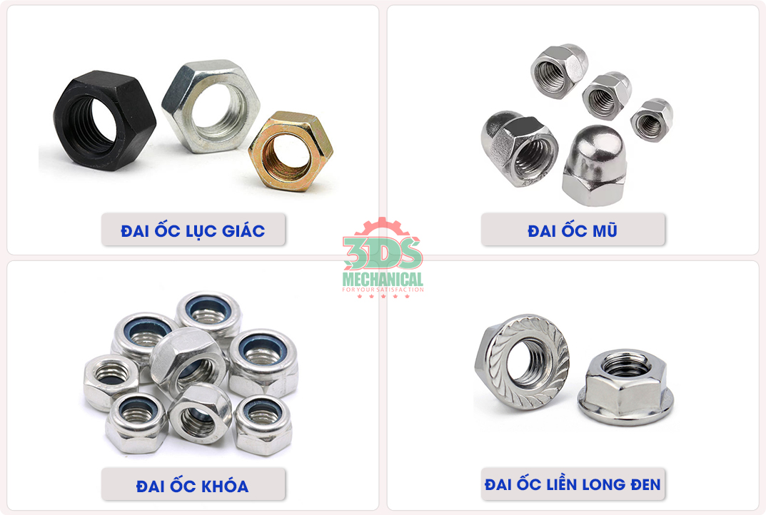 các loại đai ốc, êcu, con tán